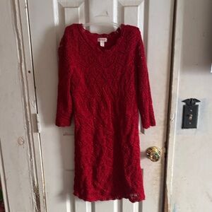 Cat & Jack Red Long Sleeve Lace Dress
